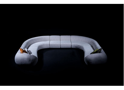 Villa Sofa Corner Sofa L-Shaped Design Upholstered Sofa Style Textile Living Landscape Gray