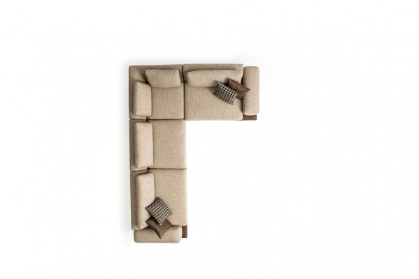 Beige corner sofa upholstered sectional L-shaped sofa modern living room couch