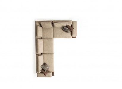 Beige corner sofa upholstered sectional L-shaped sofa modern living room couch