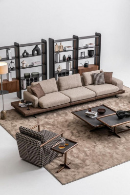 Modern sofa set, living room sofa landscape, five-seater living room sofas