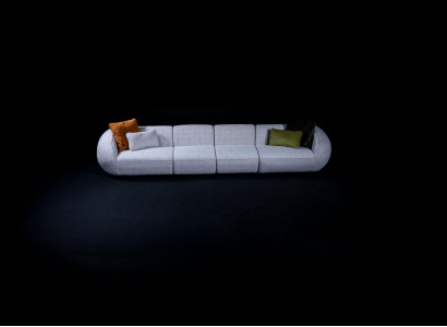 Gray living landscape six-seater upholstered fabric sofa corner lounge modern