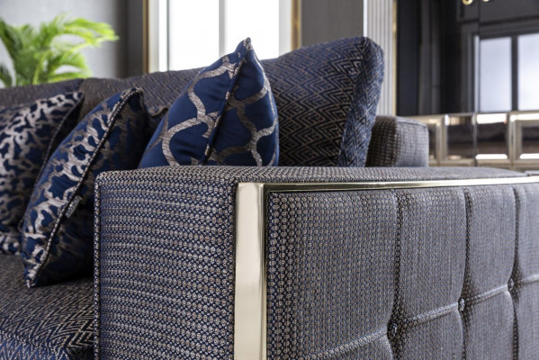 Sofa 3-Seater Blue Living Room Design Style Furniture Modern Sofas Elegant New