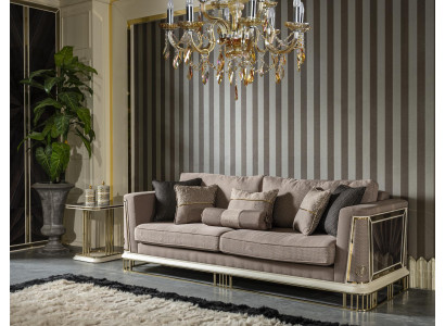 Sofa 3-seater brown living room luxury design elegant style furniture sofas