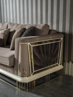 Sofa 3-seater brown living room luxury design elegant style furniture sofas