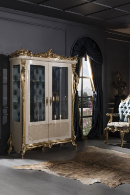 Beige Display Cabinet Design Elegant Beautiful Dining Room Modern Luxury Metal Display Cabinet New
