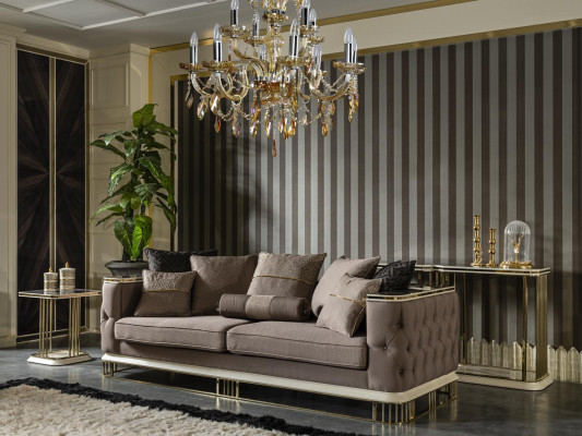 Three-seater sofa couch living room furniture luxury sofas couches metal textile