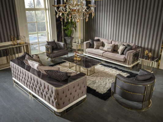 Three-seater sofa couch living room furniture luxury sofas couches metal textile