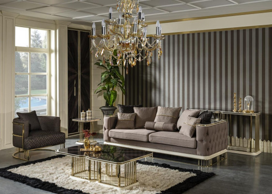 Three-seater sofa couch living room furniture luxury sofas couches metal textile