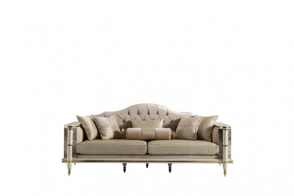 Sofa 3-seater beige furniture living room Chesterfield luxury design new