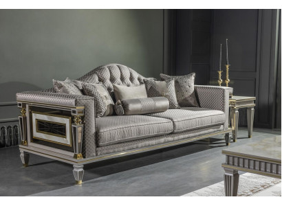 Silver Gray Sofa Couch Three-Seater Luxury Furniture XXL Couches Big Sofas 235cm