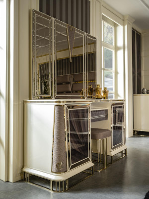 Luxury Vanity Table Design Console Chest Vanity Tables Mirror 2-piece.