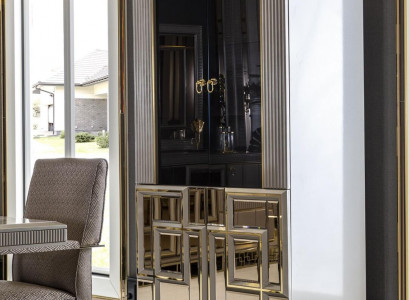 Showcase Grey Dining Room Luxury Furniture Metal Wood Design Cabinet Elegant New