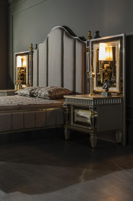 Bed Gray Metal Furniture Elegant Design Bedroom Luxury Beds New