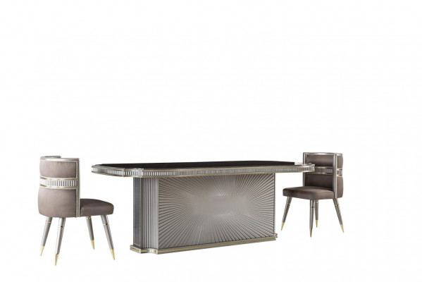 Dining Room Set Brown Dining Table 2x Chairs Suite Table Group 3-piece Set.