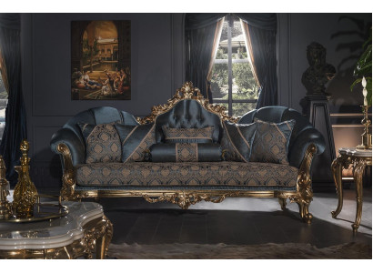 3-seater blue sofa upholstered sofa living room elegant design classic luxury new