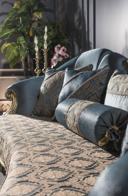 3-seater blue sofa upholstered sofa living room elegant design classic luxury new