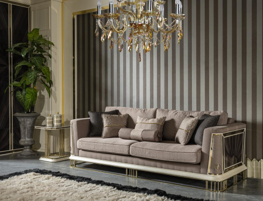 Living room set brown sofa suite armchair side table coffee table new 5-piece set.