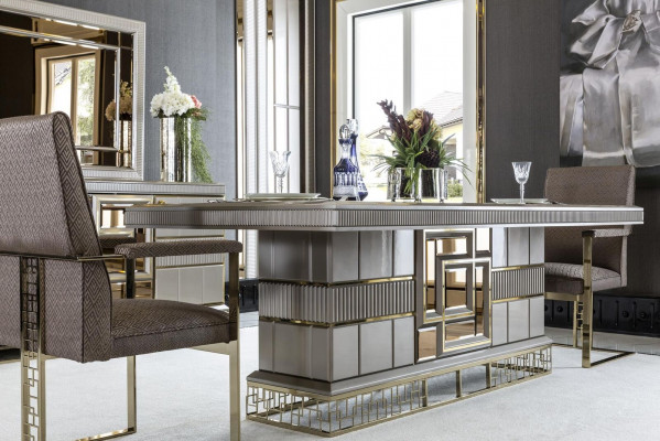 Dining Room Set, Gray Wood Dining Table, Beautiful, 4x Chairs, Modern Elegant Design, 5-piece.
