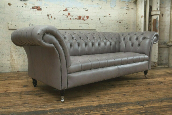 Gray Chesterfield three-seater exclusive living room couch