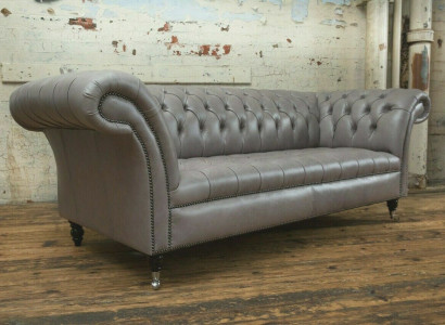 Gray Chesterfield three-seater exclusive living room couch