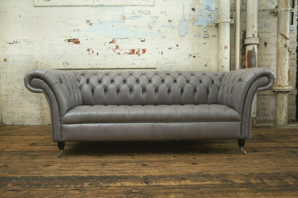 Gray Chesterfield three-seater exclusive living room couch