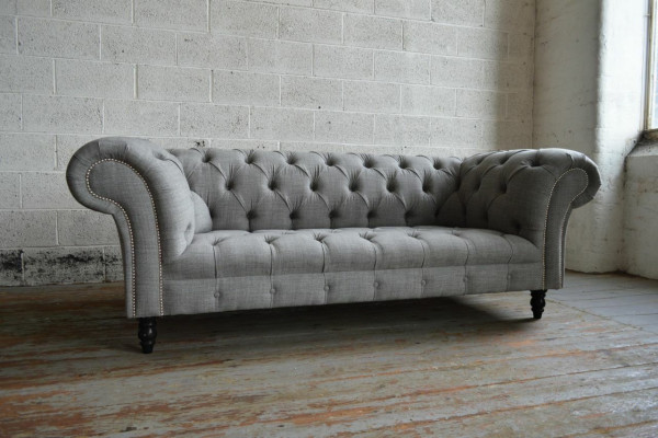 Design Chesterfield Sofa 3 Couch Sofa Set Fabric Upholstery Leather Three-Seater Couches