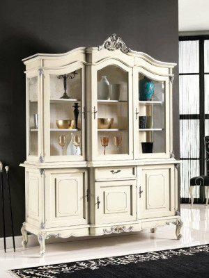 White showcase Italian luxury furniture display cabinet sideboard glass cabinets