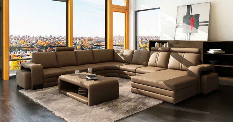 Designer living landscape U-shape stool coffee table couch corner sofa upholstery