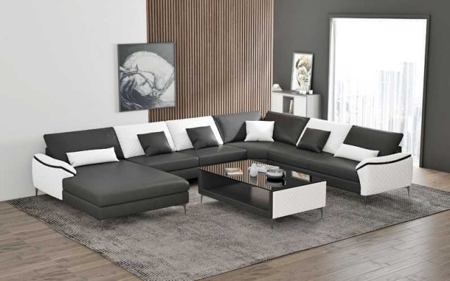 Living area couches leather sofa corner sofa U shape black sofa large new