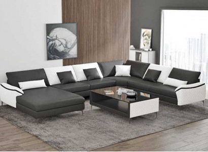 Living area couches leather sofa corner sofa U shape black sofa large new