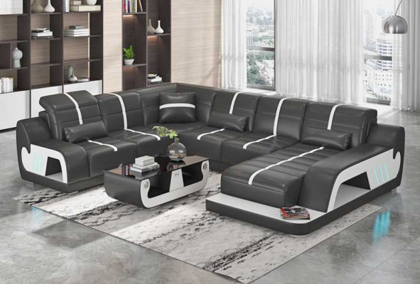 Modern living landscape sofa U-shaped corner sofa designer sofa white faux leather