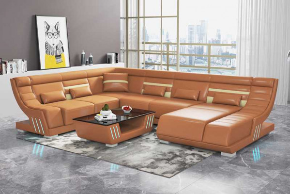 Design Sofas Living Landscape Sofa U Shape Corner Sofa Brown Couches Furniture