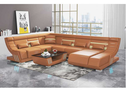 Design Sofas Living Landscape Sofa U Shape Corner Sofa Brown Couches Furniture