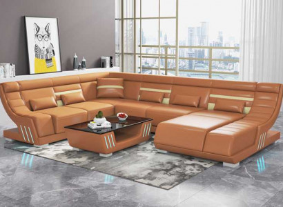 Design Sofas Living Landscape Sofa U Shape Corner Sofa Brown Couches Furniture