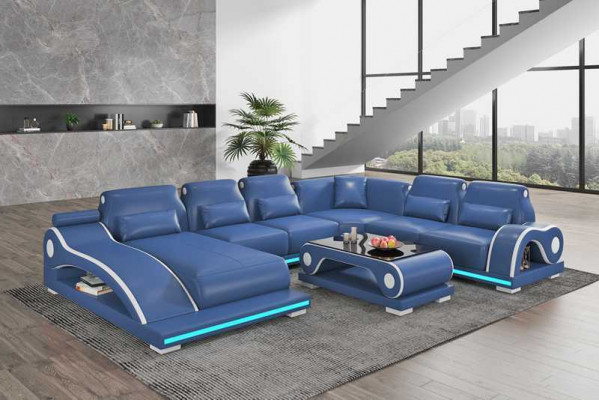 XXL Living Room Sofa U-Shape Large Corner Sofa Leather Sofa Brown Sofas New