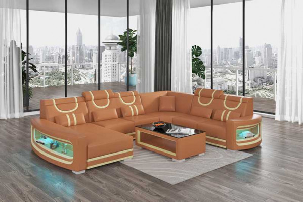 Living landscape couches leather sofa corner sofa U-shape black sofa large new