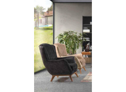 Armchair 1 Seat Textile Lounge Luxury Upholstered Wing Chair Single-Seater Design