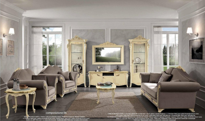 Living room set sofa suite wood living room classic design Italy set 9-piece.