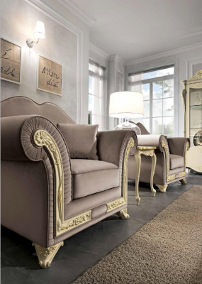 Living Room Set Sofa Suite Wood Living Room Classic Design Italian Set 9-piece.