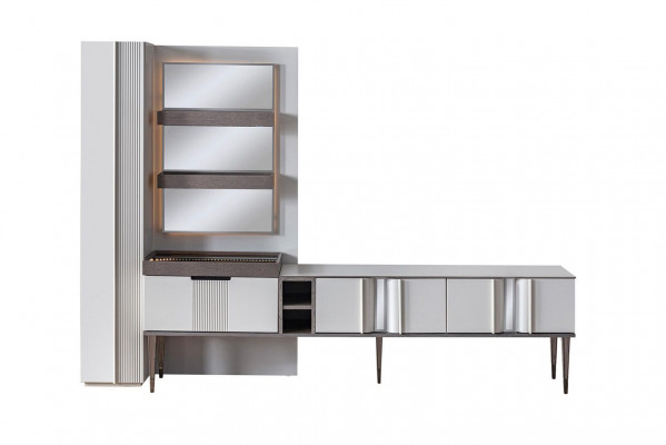 Exclusive wall unit white color designer furniture for living room LED-lit