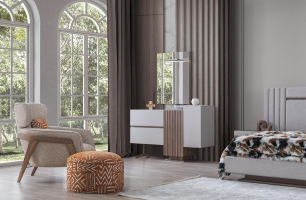 Bedroom Set Luxury Complete Bed + 2x Nightstands 3pcs. Modern Set New