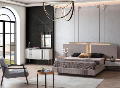 Design bedroom 5-piece. Bedroom set bed nightstand dressing table
