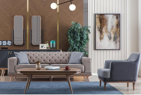 Luxury Modern Living Room Set 4-piece. 4-seater Armchair Coffee Table Furniture New