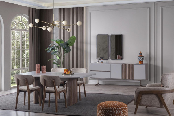 Dining room set dining suite group table chairs 8-piece modern furniture dining group