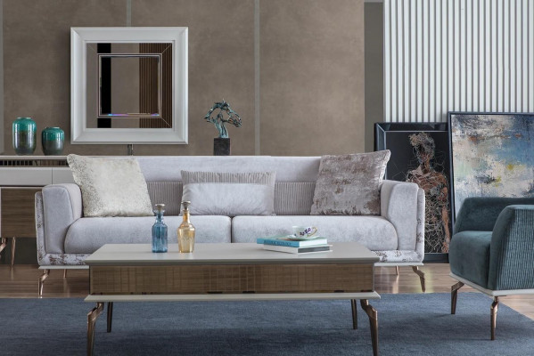 Living room set, suite group, furnishings, sofa, couches, coffee table, 3-piece.