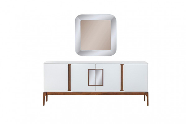 Luxury Dining Room Set Dining Table 4x Chairs Sideboard Mirror 7 pcs Modern