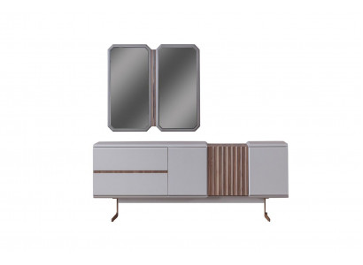 Exclusive dining room sideboard, 2x mirror style dresser, 210cm wood, 3 pieces.