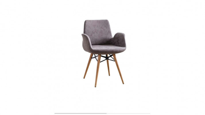 Dining chair kitchen chair group of chairs with armrests 4-piece gray fabric