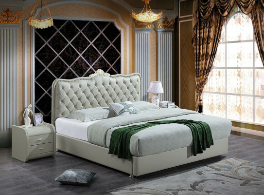 Leather bed bedroom complete bed 3-piece set hotel sets with nightstands.