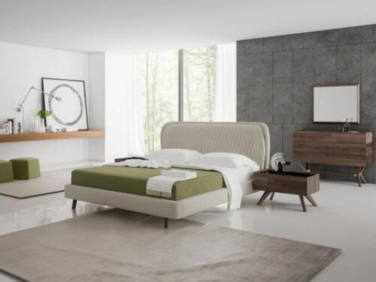 Bedroom set 5-piece luxury double bed 2 nightstands luxury dresser with mirror